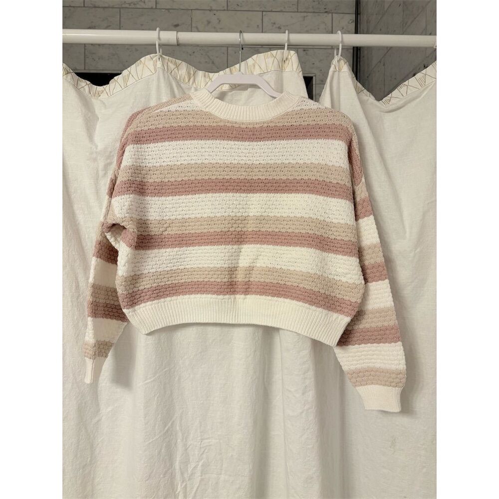 Hollister Women's XS Striped Knit Cropped Sweater Multicolor Pullover - Picture 2 of 5